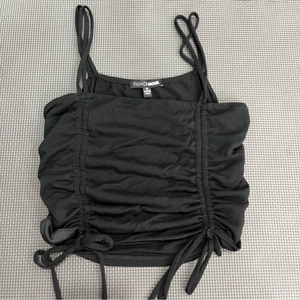 Fashion Nova Black Ruched Women's Top